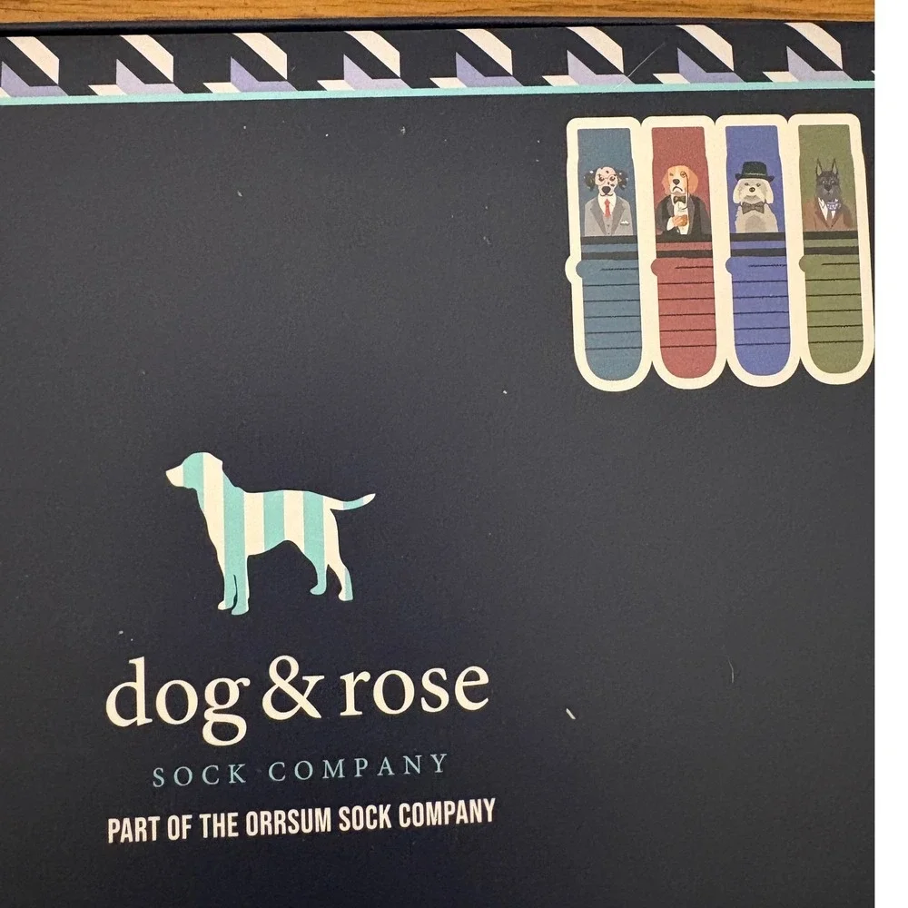 Dog & Rose Sock Company Mens 4 Pack Dapper Dog Novelty Crew Socks Gift‎ Set NEW